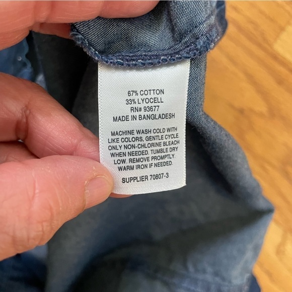 ANA Dark Chambray flutter short sleeve sheath shirt dress 2X - Picture 5 of 6